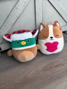 Squishmallow lot: Duck & Corgi Pair - Soft Plush Toys